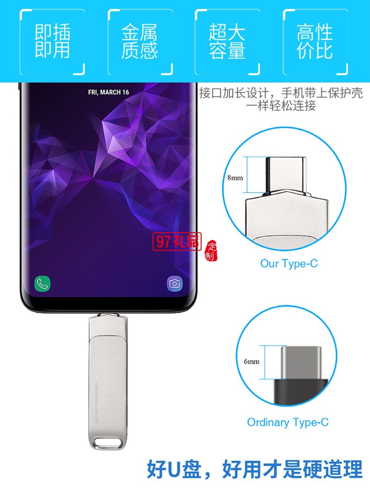 手機電腦兩用type-c優盤  金屬旋轉USB 3.1