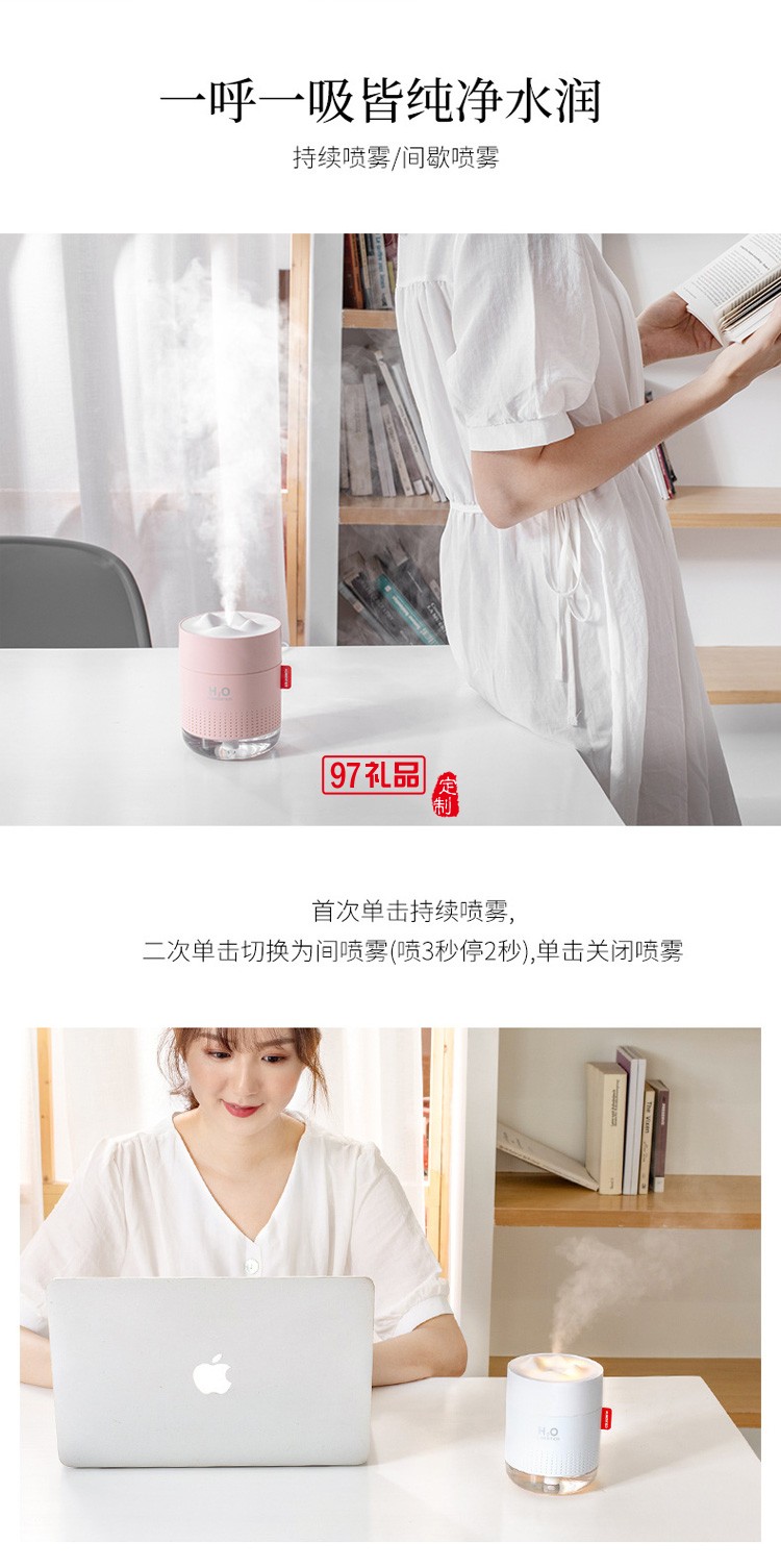 創意夜燈家用桌面辦公車載USB充電大容量迷你雪山加濕器