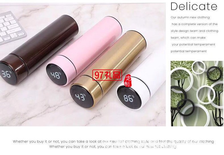 智能保溫杯304測溫水杯大容量簡約創意便攜不銹鋼廣告杯