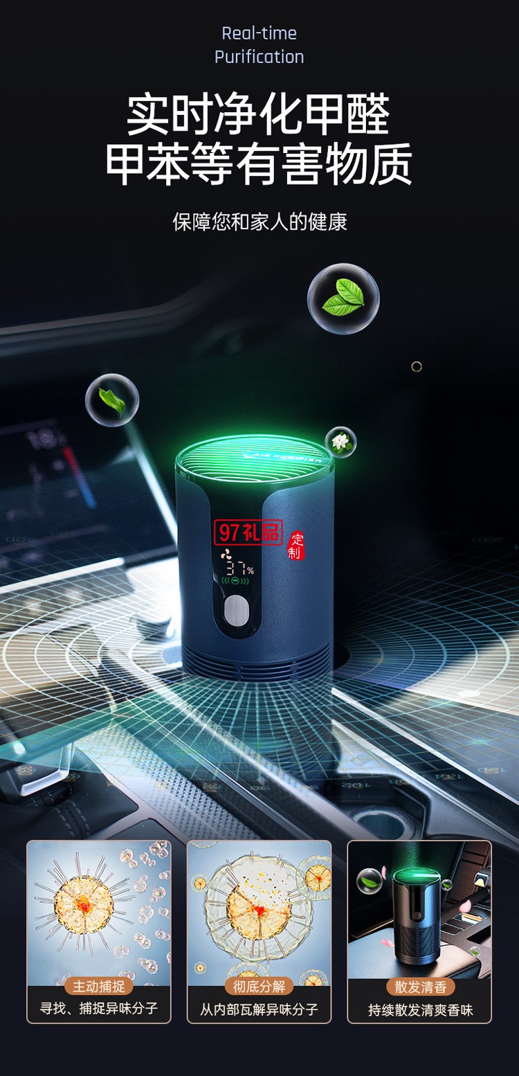 新品空氣凈化器袪甲醛消菌袪味香薰車載帶數顯負離子凈化器