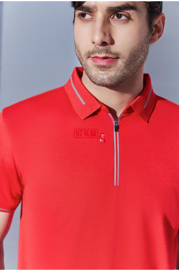 定制廣告衫200g反光拉鎖POLO翻領工作服 可定制logo