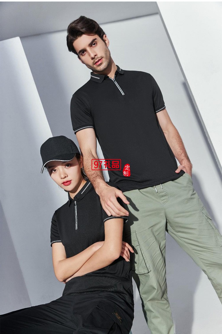 定制廣告衫200g反光拉鎖POLO翻領工作服 可定制logo