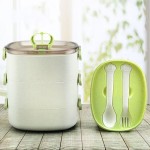 韓式三層卡扣便當盒竹纖維手提飯盒學生成人外帶餐盒