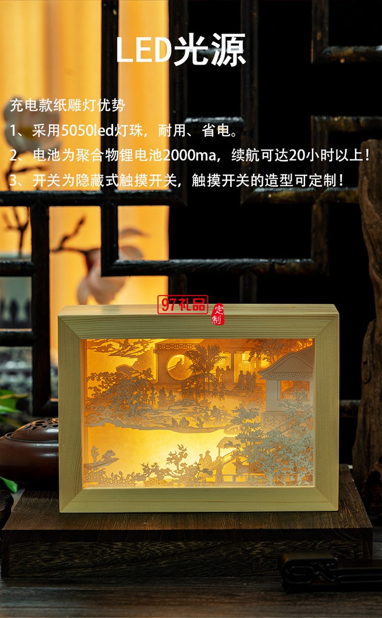 文創紙雕燈禮盒套裝創意公司高端伴手禮物