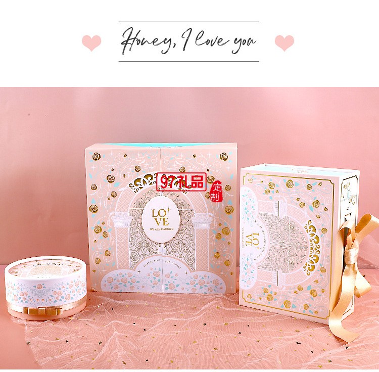 創意ins清新伴手禮盒粉浪漫歐式禮盒 可定制logo