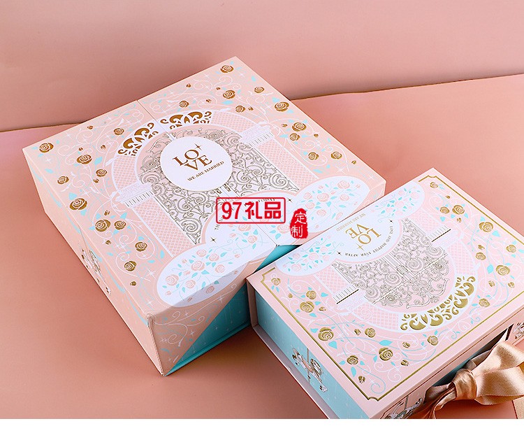 創意ins清新伴手禮盒粉浪漫歐式禮盒 可定制logo