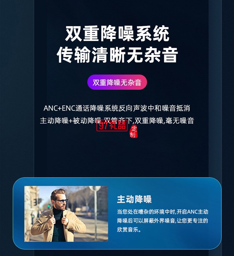 數顯藍牙耳機ENC主動降噪 運動游戲電競