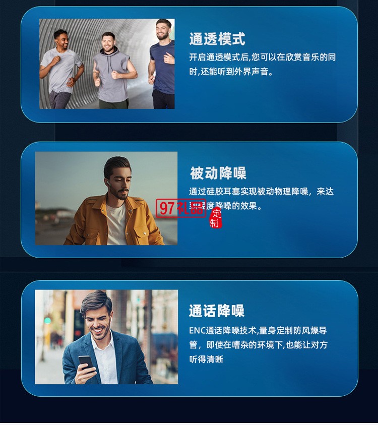 數顯藍牙耳機ENC主動降噪 運動游戲電競