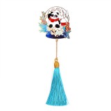 創(chuàng)意團(tuán)扇禮物熊貓彩色金屬書簽禮盒