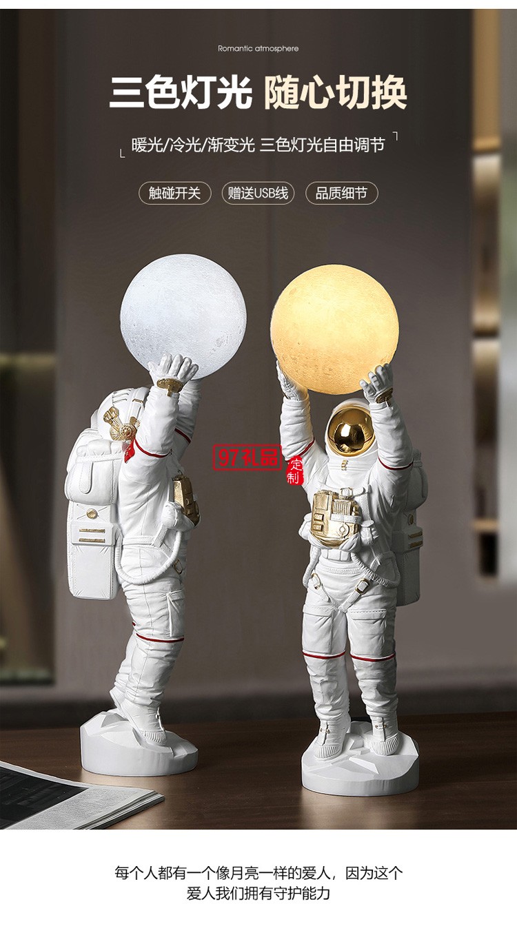 輕奢創意太空人宇航員夜燈桌面擺件