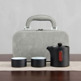 快客杯一壺二杯便攜式小包創意簡約黑陶瓷定制隨身小旅行茶具套裝