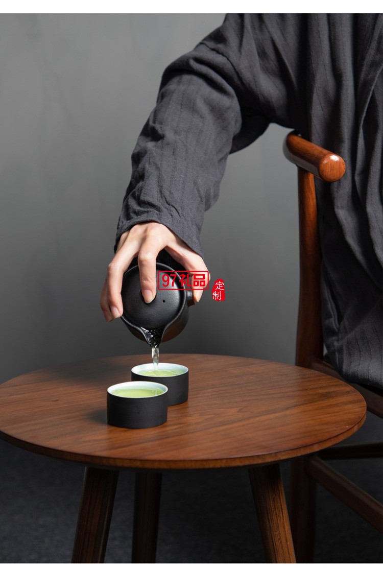 快客杯一壺二杯便攜式小包創意簡約黑陶瓷定制隨身小旅行茶具套裝