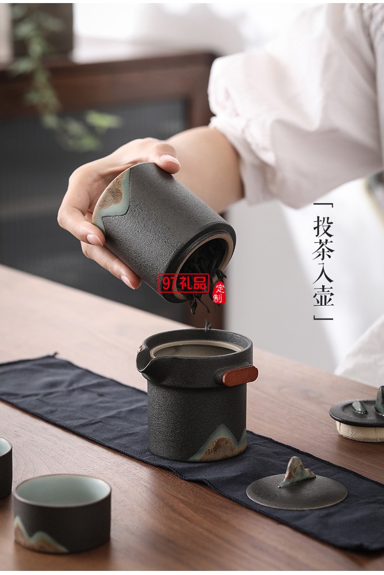 戶外旅游便攜式收納日式遠山禪意粗陶家用旅行快客杯功夫茶具套裝