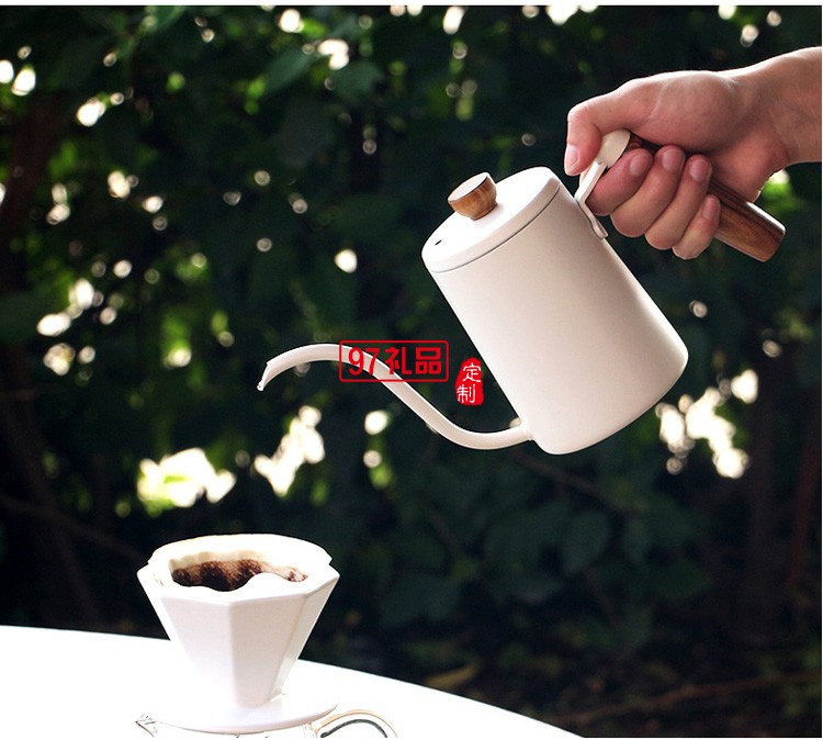 咖啡手沖壺 不銹鋼木柄細口長嘴壺垂直流水掛耳咖啡壺600ml