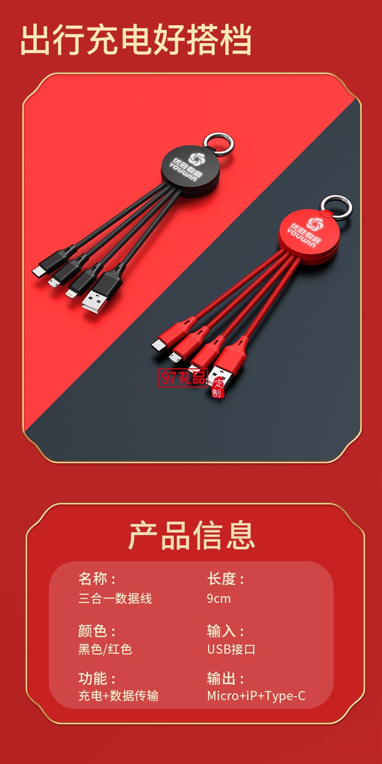 移動電源、U盤、三合一數據線商務套裝公司廣告禮品定制