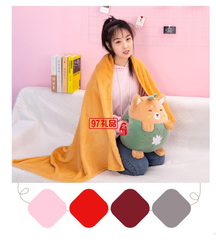 新款水果三合一抱枕被子沙發靠墊空調被兒童午睡毯子