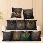 黑金曼陀羅靠枕布藝沙發靠背臥室抱枕套輕奢印花毛絨抱枕