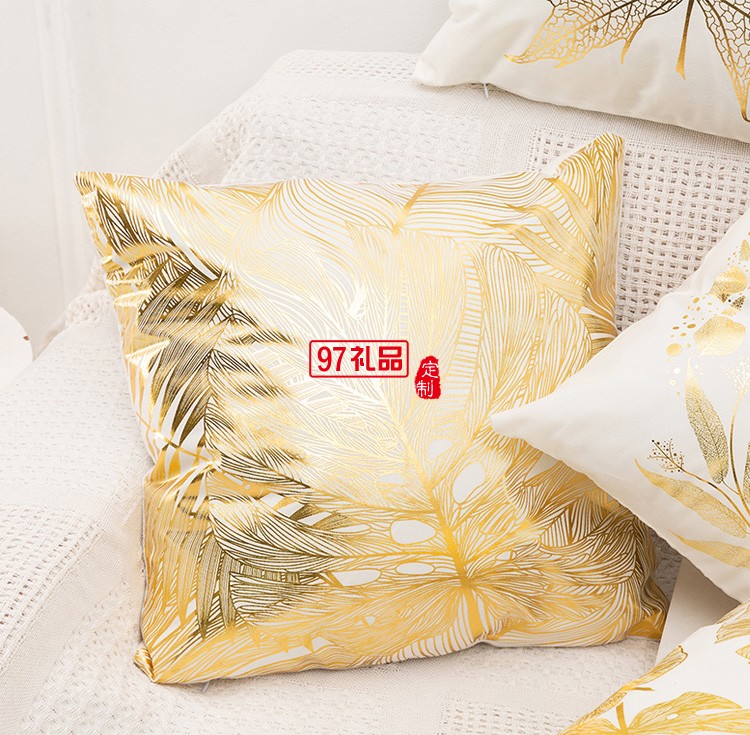 燙金抱枕定制抱枕套沙發靠枕汽車靠墊套短毛絨ins北歐輕奢辦公室