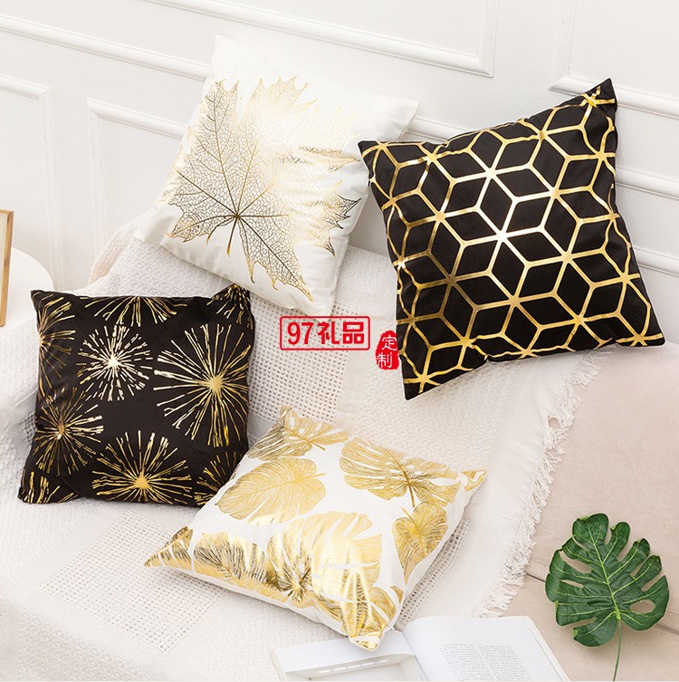 燙金抱枕定制抱枕套沙發靠枕汽車靠墊套短毛絨ins北歐輕奢辦公室