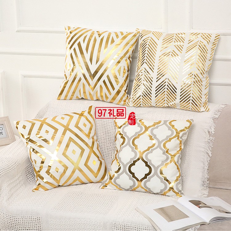 燙金抱枕定制抱枕套沙發靠枕汽車靠墊套短毛絨ins北歐輕奢辦公室