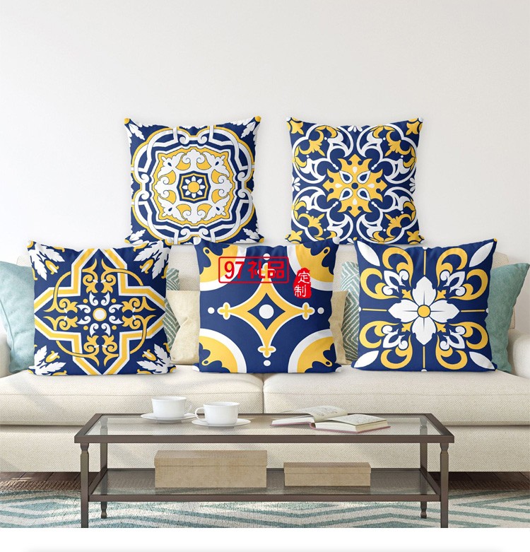 新款歐式幾何印花抱枕套家居臥室沙發靠枕美式抽象輕奢抱枕