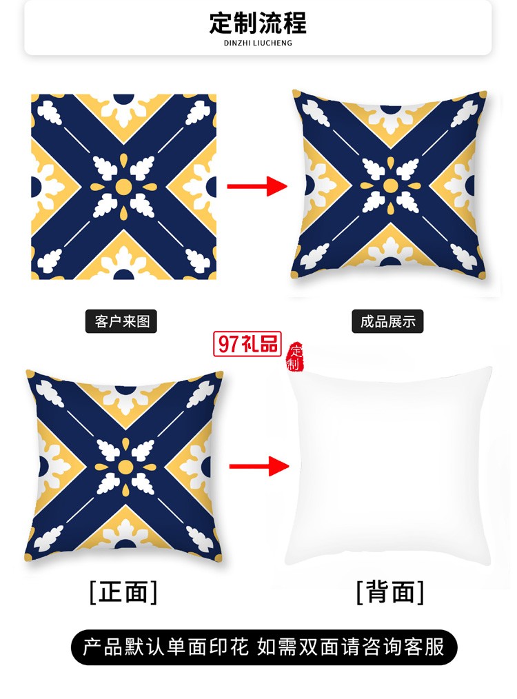 新款歐式幾何印花抱枕套家居臥室沙發靠枕美式抽象輕奢抱枕