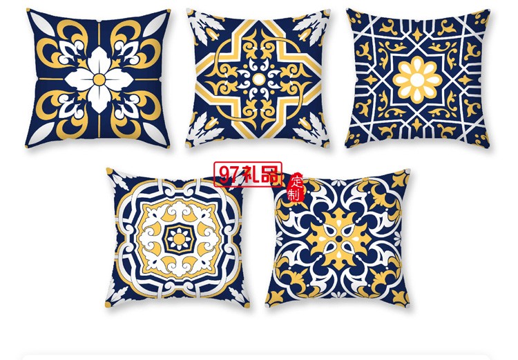 新款歐式幾何印花抱枕套家居臥室沙發靠枕美式抽象輕奢抱枕