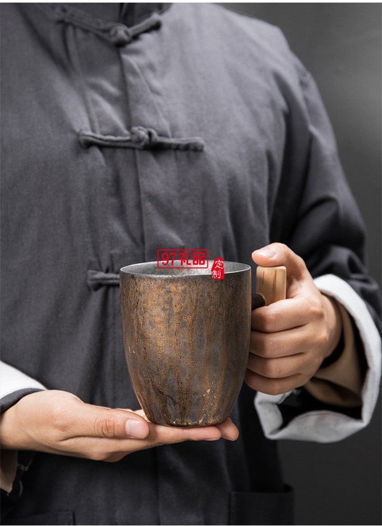 咖啡杯復古陶瓷茶杯創意木柄泡茶水杯個性家用奶茶杯