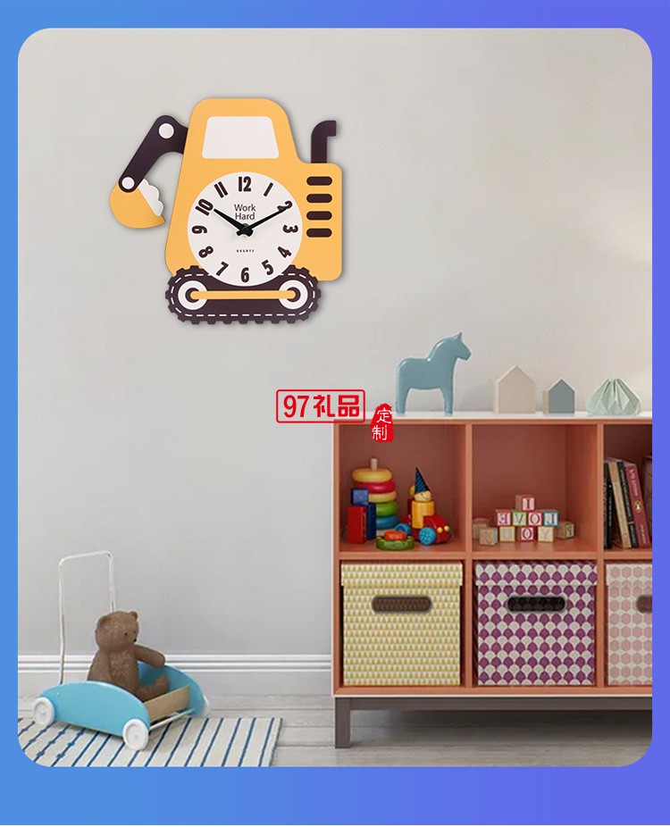 木質卡通搖擺鐘 兒童房裝飾鐘表
