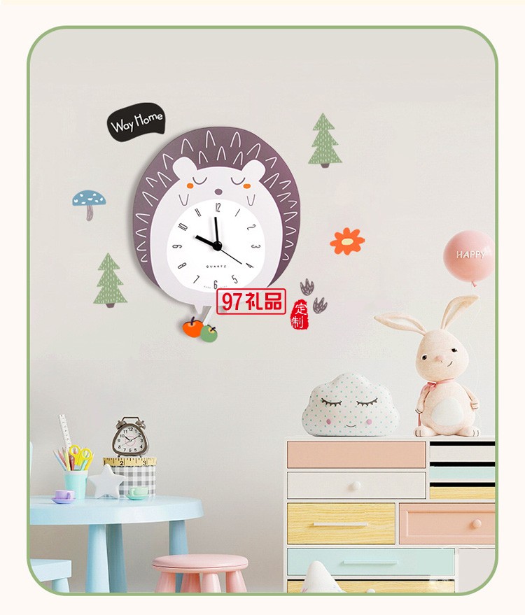 創意卡通搖擺鐘表 歪頭鵝掛鐘兒童房裝飾