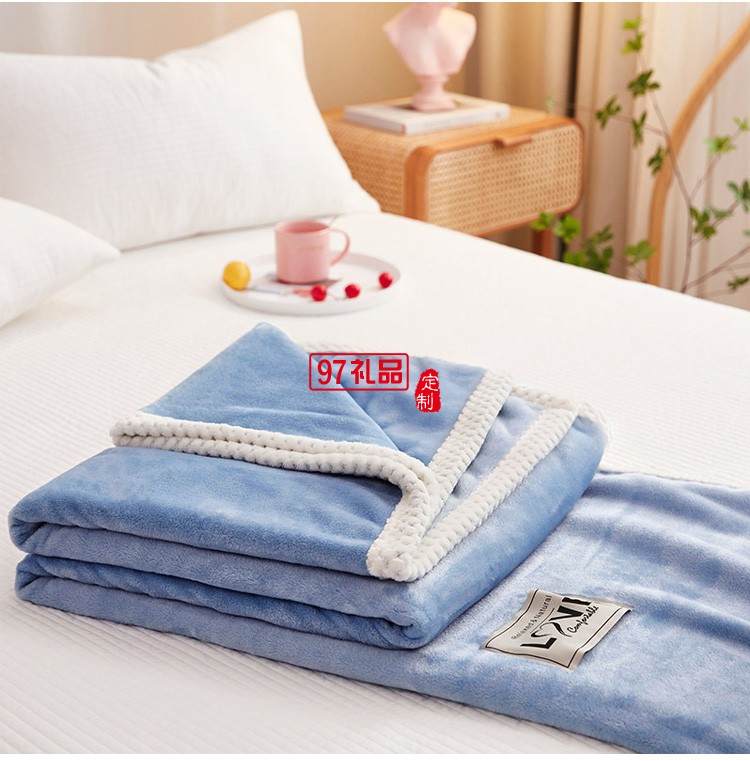 新款素色牛奶絨蓋毯純色貝貝絨毛毯多用途毯禮品冬床被子