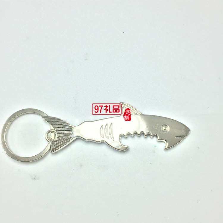 創意金屬鑰匙掛件 藍鯊魚鑰匙扣鑰匙圈活動小禮品定制