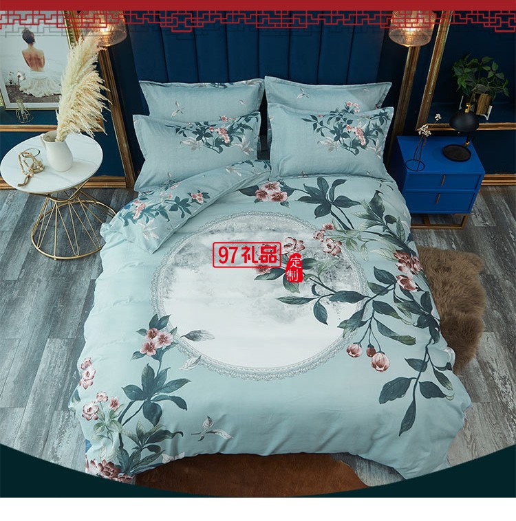 批發全棉生態磨毛四件套大版花四件套中國風套件