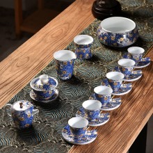 景德鎮琺瑯彩茶具套裝家用功夫茶現代簡約中式茶道陶瓷茶壺套組