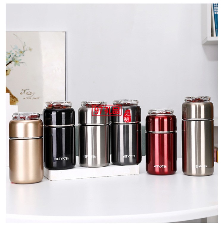 保溫杯茶水分離便攜泡茶男女商務辦公簡約不銹鋼水杯禮品