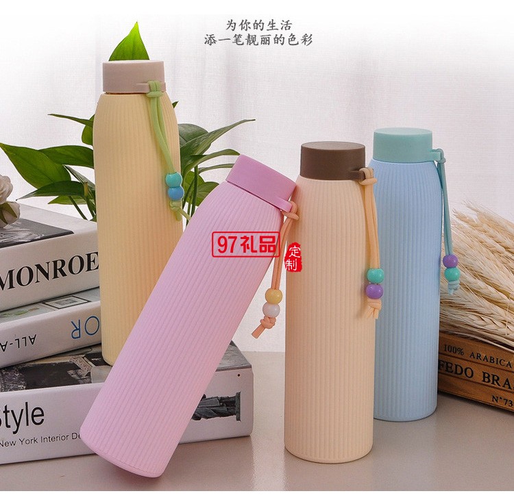 定制水杯雙珠玻璃杯創意禮品杯子廣告水杯玻璃塑玻杯定制logo