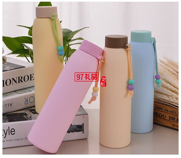 定制水杯雙珠玻璃杯創意禮品杯子廣告水杯玻璃塑玻杯定制logo