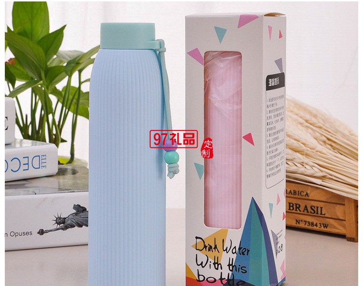 定制水杯雙珠玻璃杯創意禮品杯子廣告水杯玻璃塑玻杯定制logo