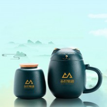 招財貓陶瓷馬克杯創意茶杯帶蓋辦公室泡茶杯子過濾杯卡通端午禮品