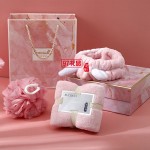 伴手禮禮盒 超強吸水速干居家洗澡毛巾束發帶成品 沐浴球三件套