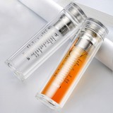 創意雙層高檔玻璃杯透明帶蓋過濾水晶泡茶杯禮品杯子定制