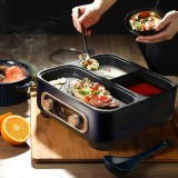 分區獨立控溫 不粘烤盤易清洗涮烤一體鍋