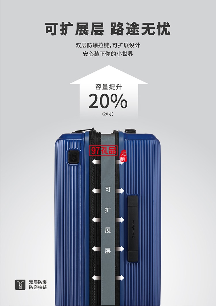 新秀麗MYTON四輪旋轉拉桿箱-藍色55\20