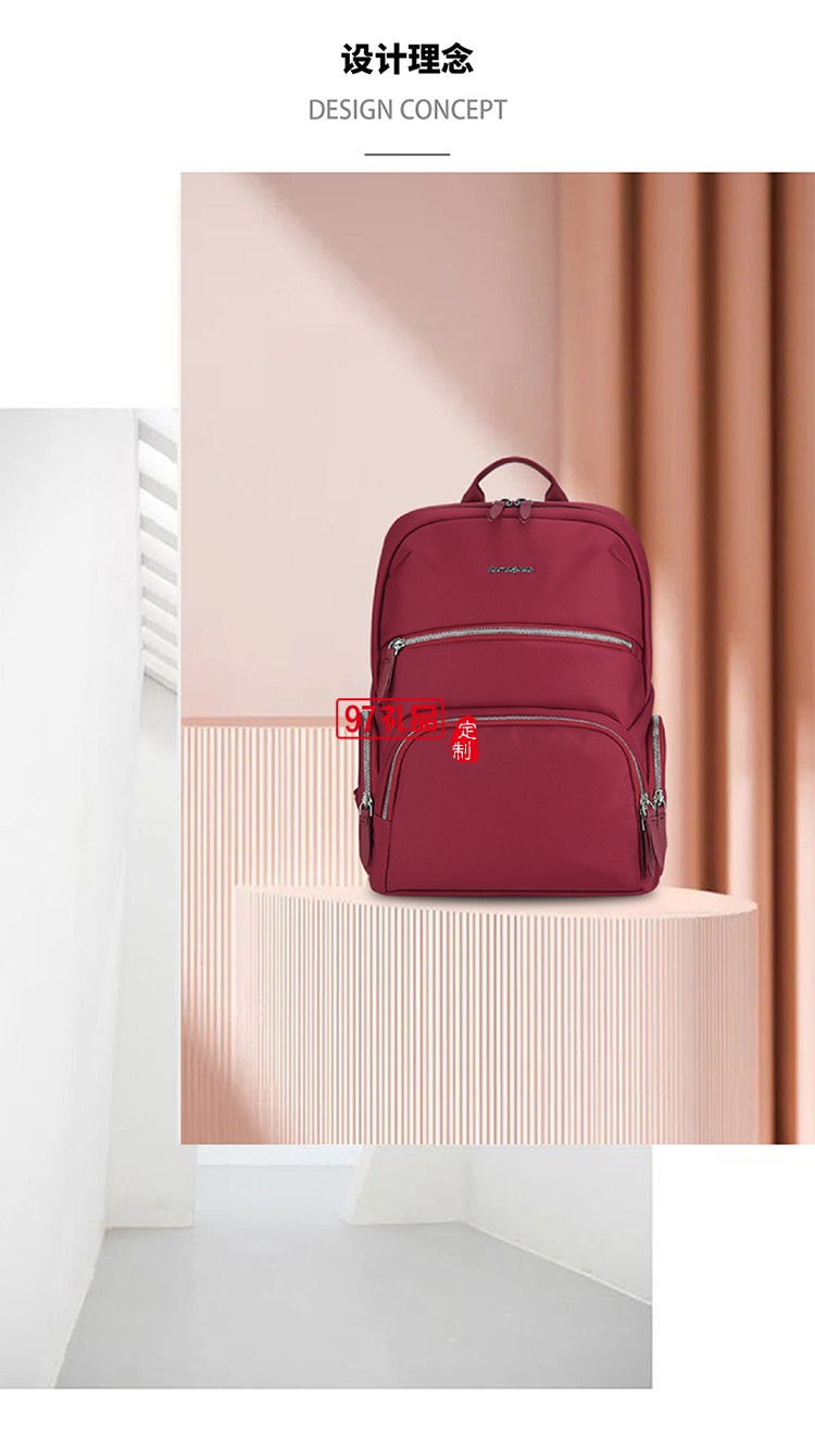 都市簡約內外兼優時尚雙肩包-紅色