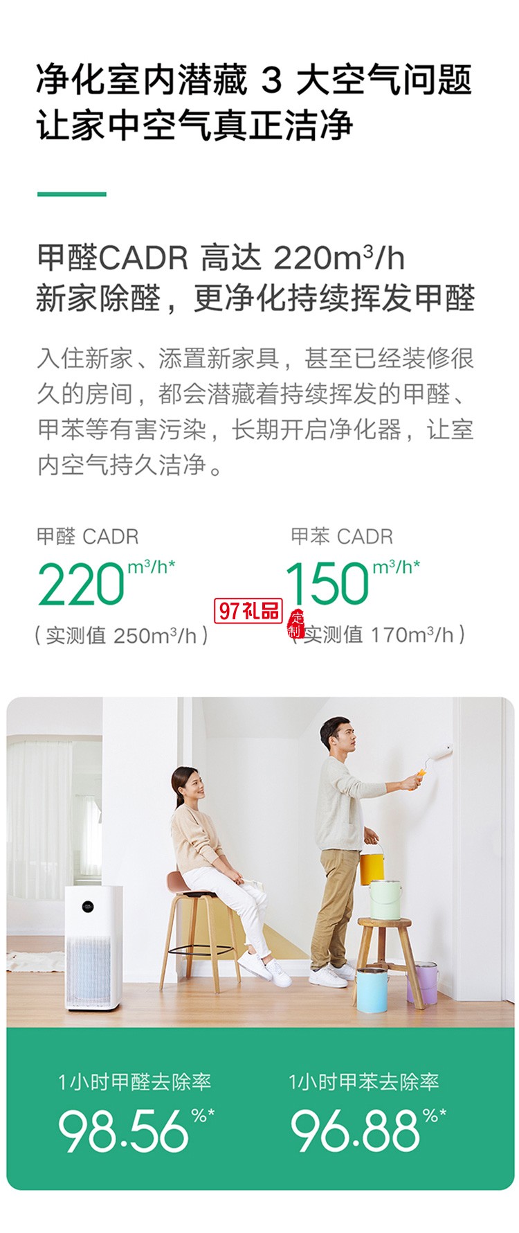 米家空氣凈化器Pro H智能氧吧除甲醛霧霾粉塵室內辦公定制公司廣告禮品