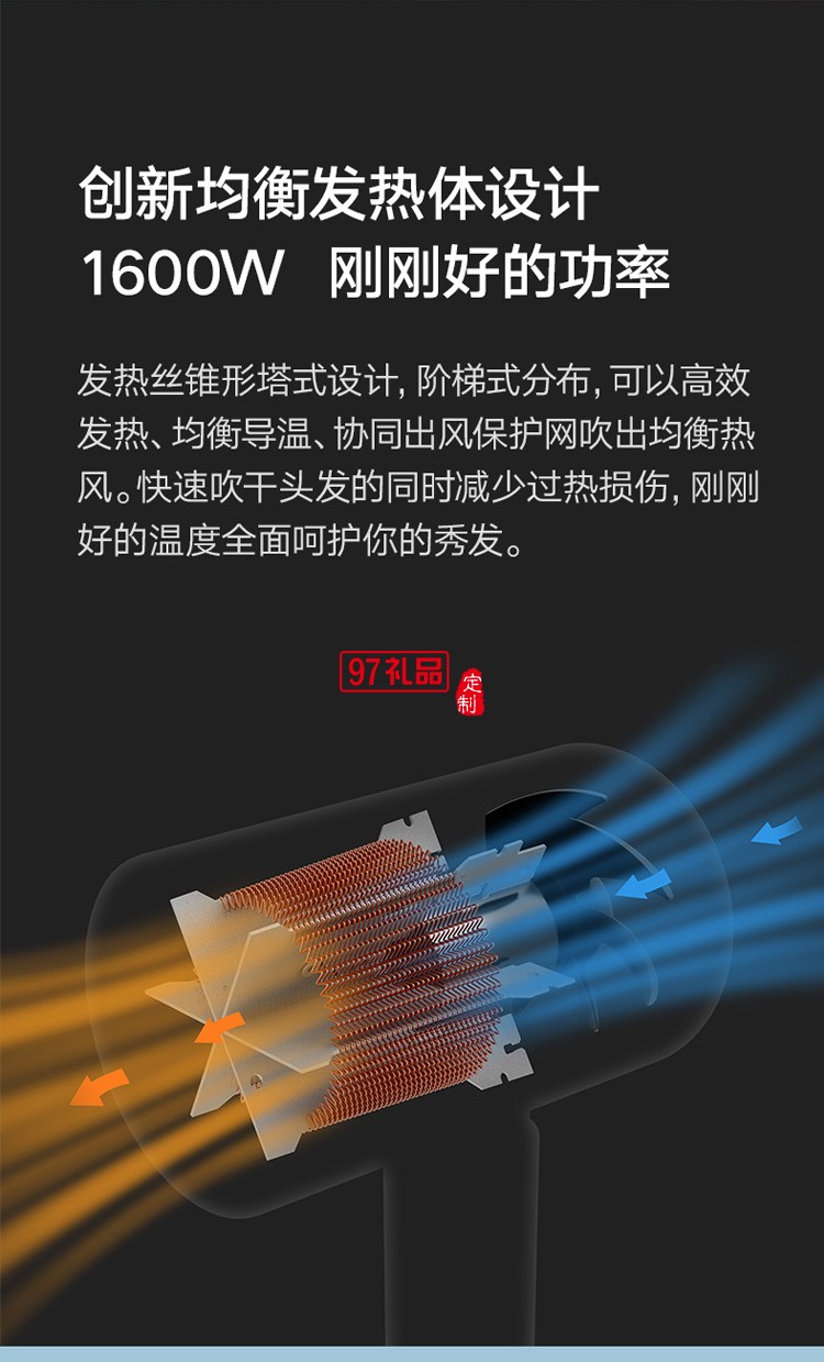 米家負(fù)離子便攜電吹風(fēng)機(jī)H100折疊風(fēng)筒速干大功率小型定制公司廣告禮品