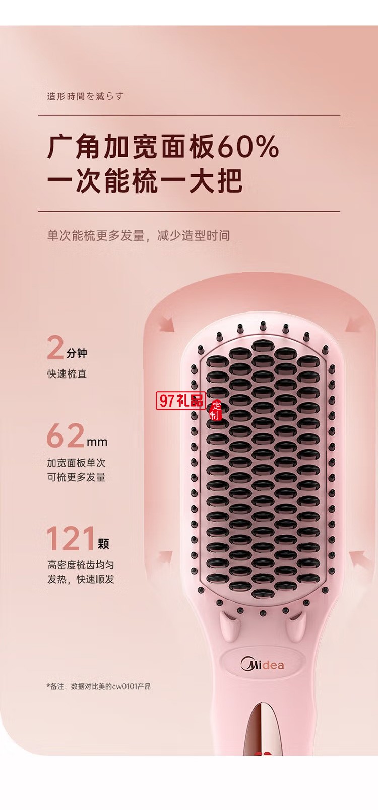 美的Midea直發梳 快速梳直毛躁 無線MB-CW0201定制公司廣告