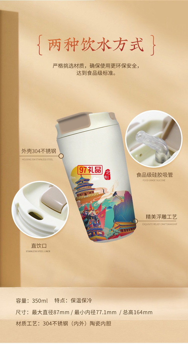 城市元素文創商務伴手禮國潮風咖啡杯高端實用禮盒套裝拜訪送客戶