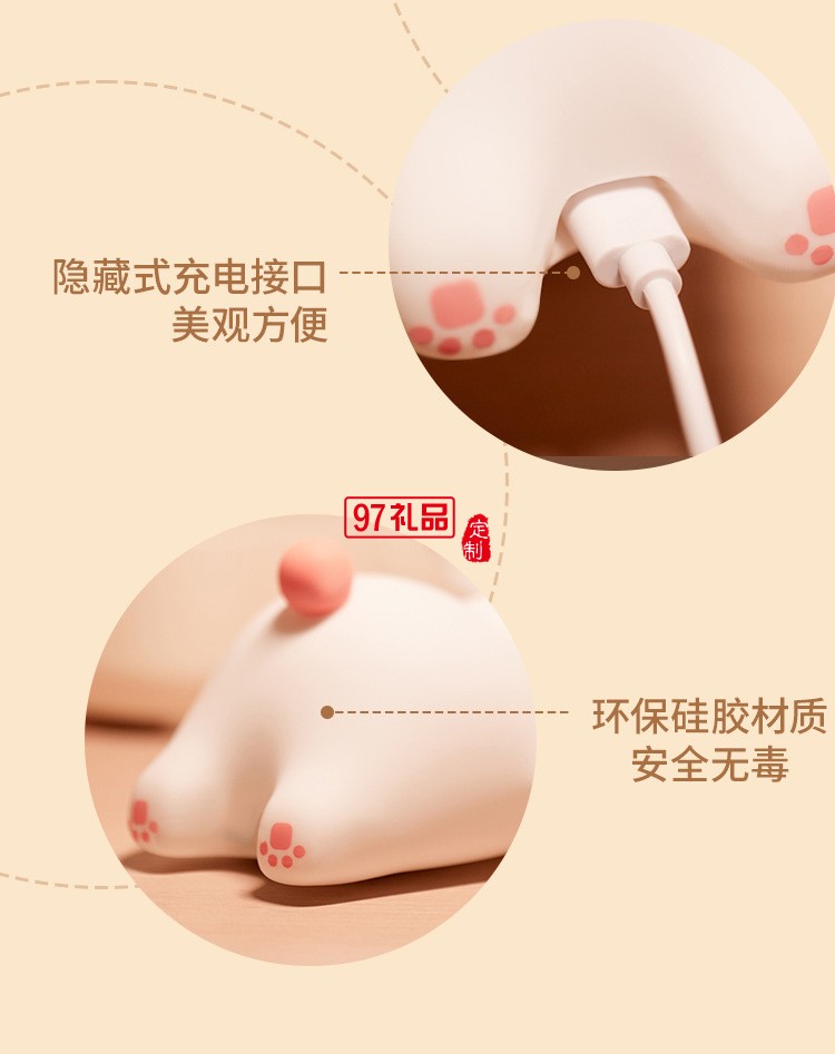 萌寵大臉兔硅膠燈USB節日禮物小夜燈擺攤夜市臥室床頭伴睡小夜燈