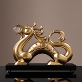 貝漢美新中式金龍擺件客廳酒柜書房辦公室裝飾品開業招財龍年禮物